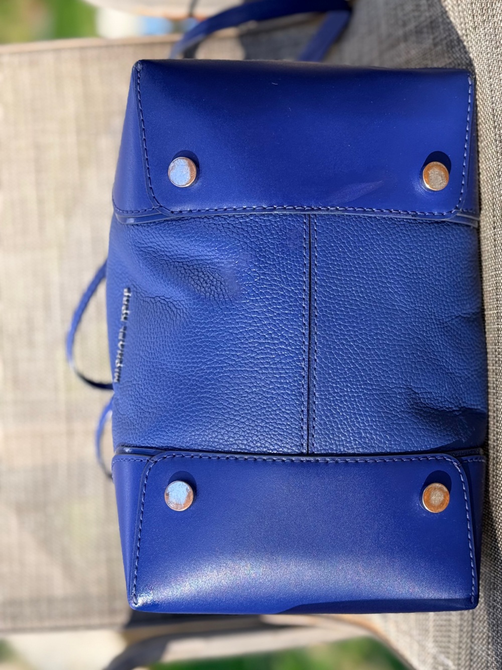 Michael Kors Royal Blue Leather Drawstring Bucket Shoulder Bag - Picture 7 of 13
